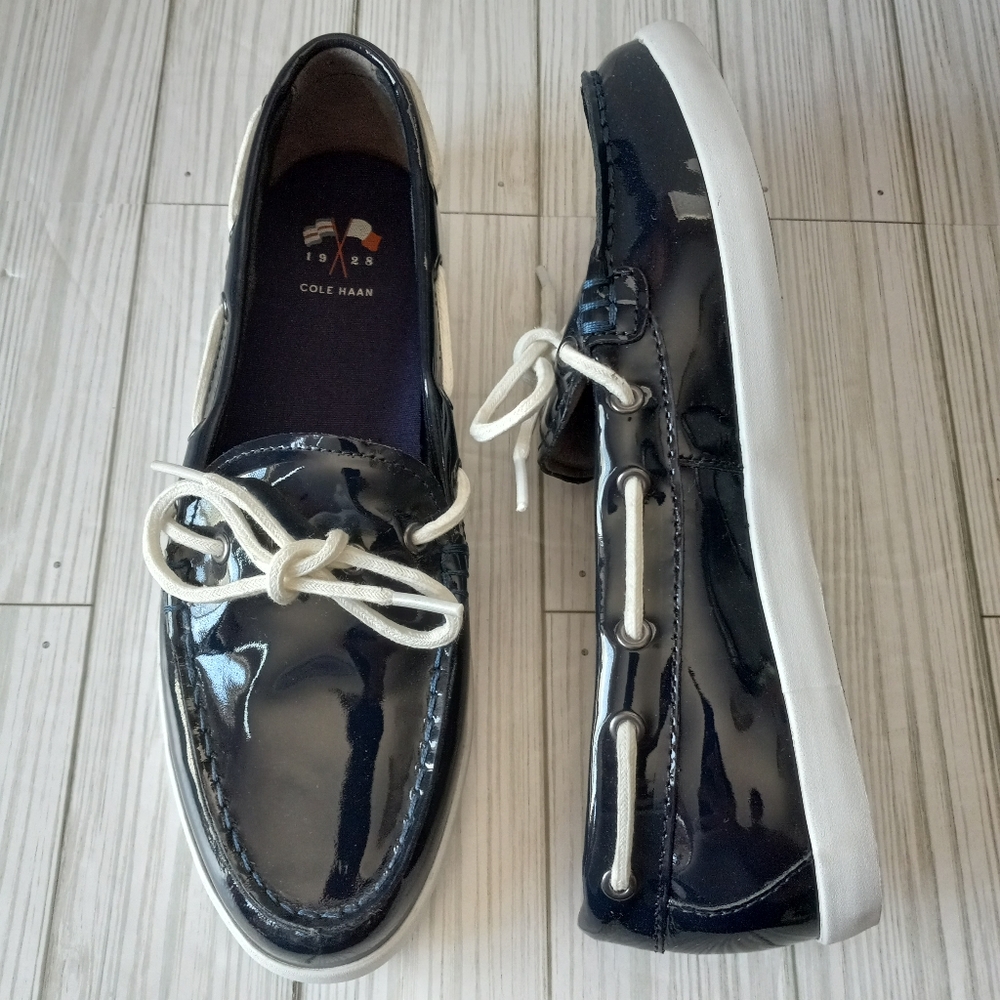Cole Haan Nantucket Camp Boat Shoe Patent Leather Loafers